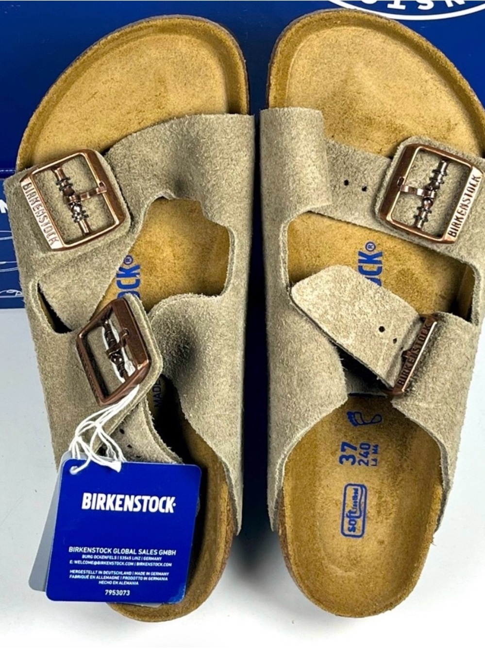 NWT Birkenstock Arizona Women’s Soft Footbed Suede Taupe Sz 6 Regular/Wide